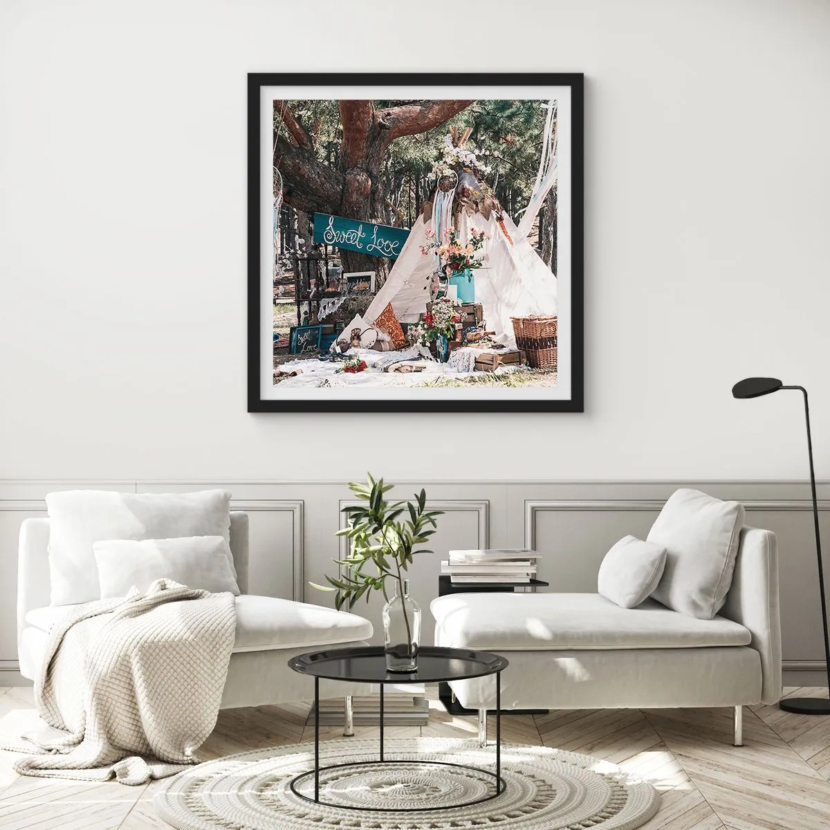 Affiche dans un cadre noir - Poster - Make love… - 30x30 cm
