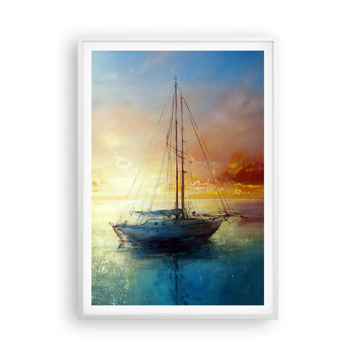 Affiche dans un cadre blanc - Poster - Dans une baie dorée - 70x100 cm