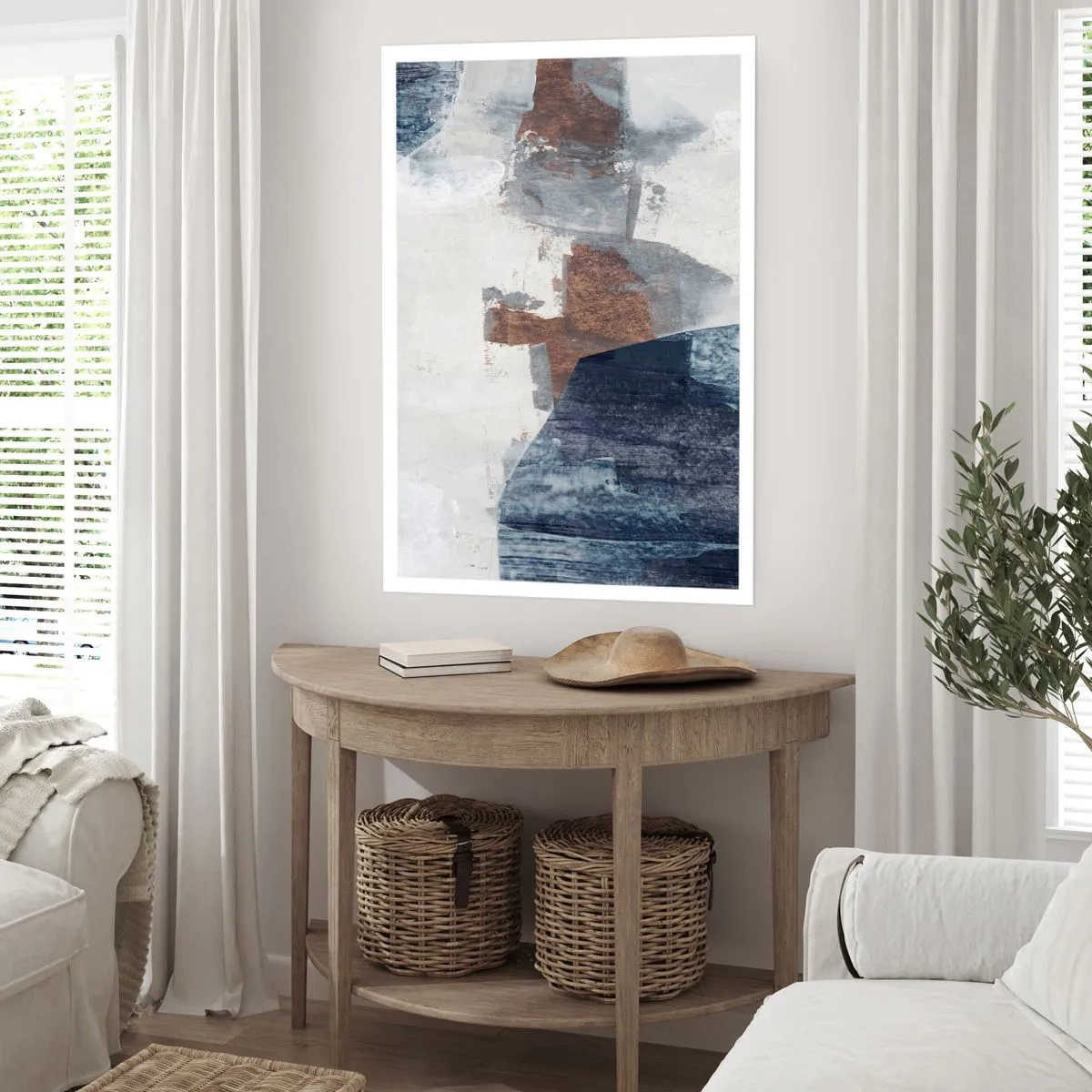 Affiche - Poster - Formes bleues et brunes - 70x100 cm