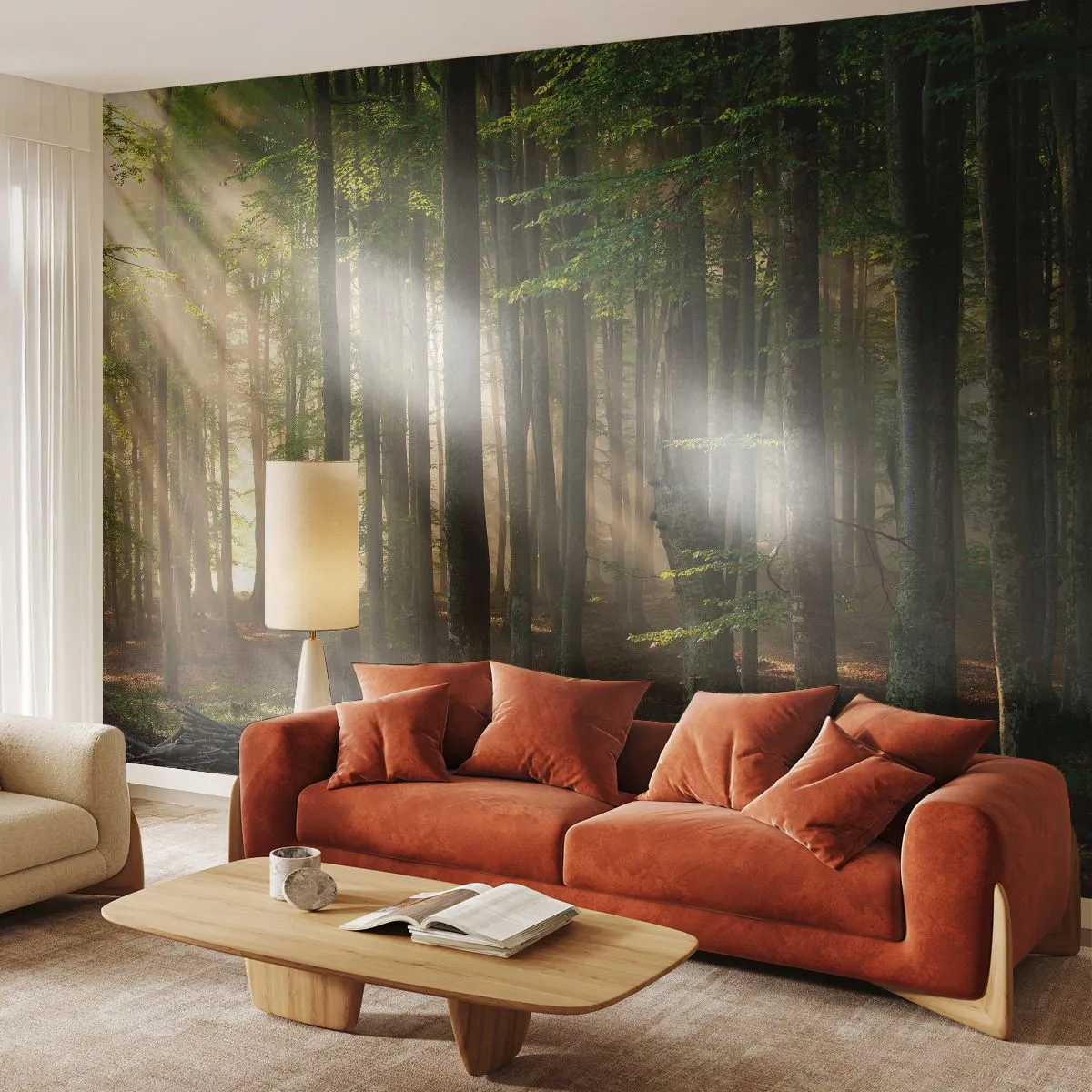 Papier Peint Photo Premium Sand - Rayon d'un matin de printemps - Paysage, Forêt, Parc - 200x140 cm