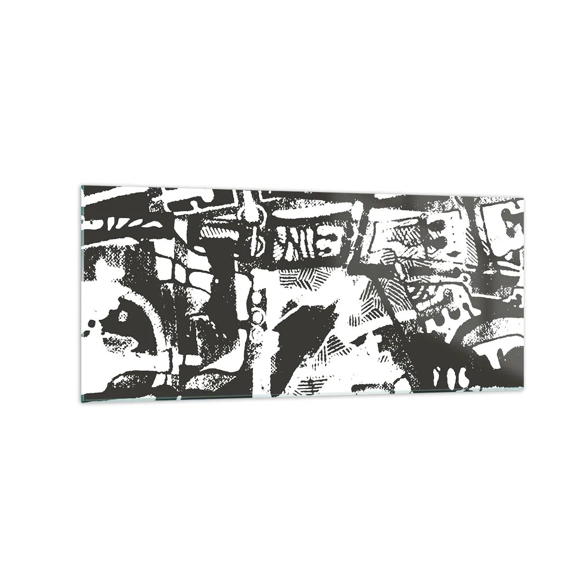 Impression sur verre - Image sur verre - Motif rétro monochrome abstrait - 120x50cm - Ordre ou chaos? - Décoration murale moderne pour le salon et la chambre ARTTOR