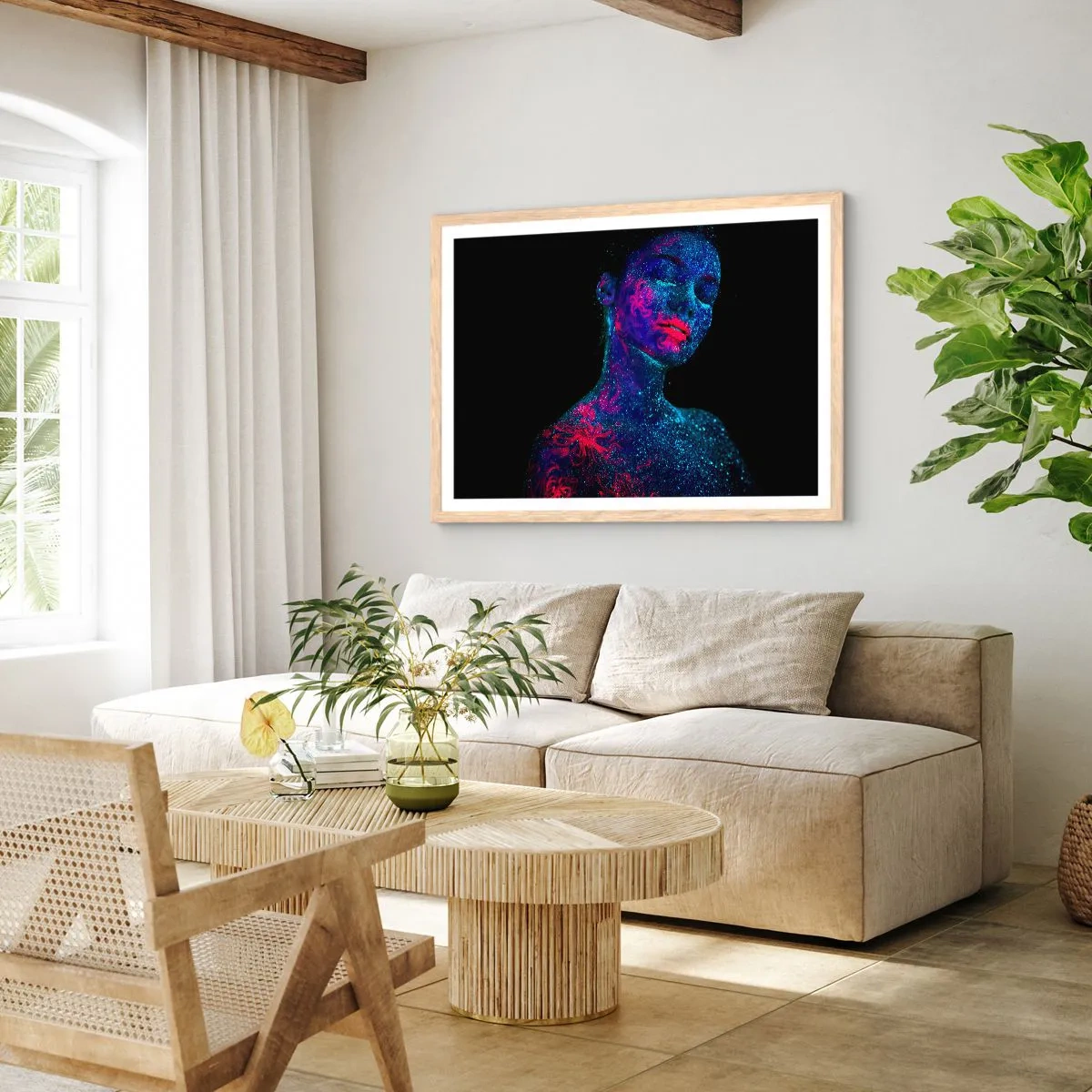 Affiche dans un chêne clair - Poster - Dans la poussière d'étoiles - 70x50 cm