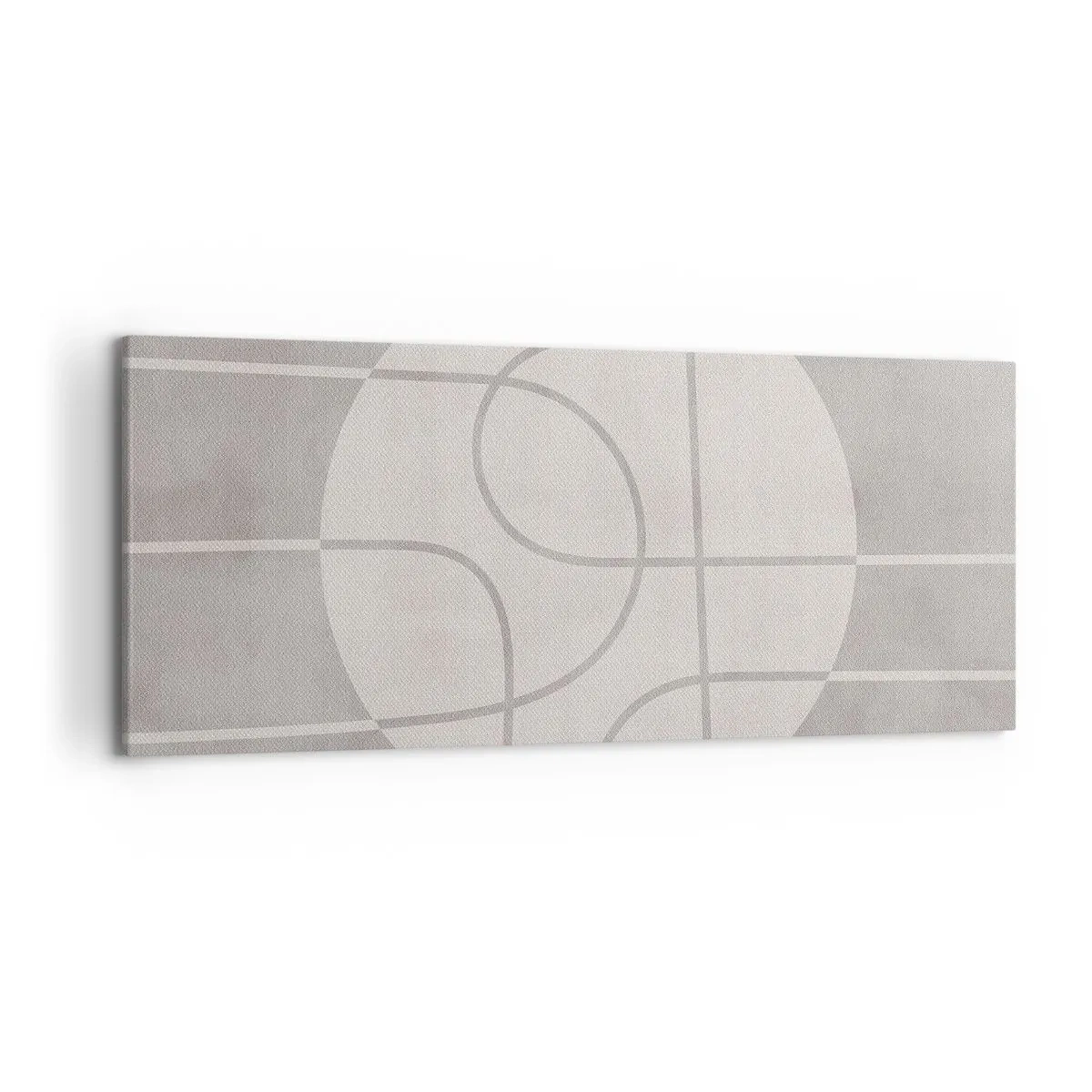 Impression sur toile - Image sur toile - Motif géométrique dans les tons de gris et de blanc - 120x50cm - Circulaire et tout droit - Décoration murale moderne pour le salon et la chambre ARTTOR