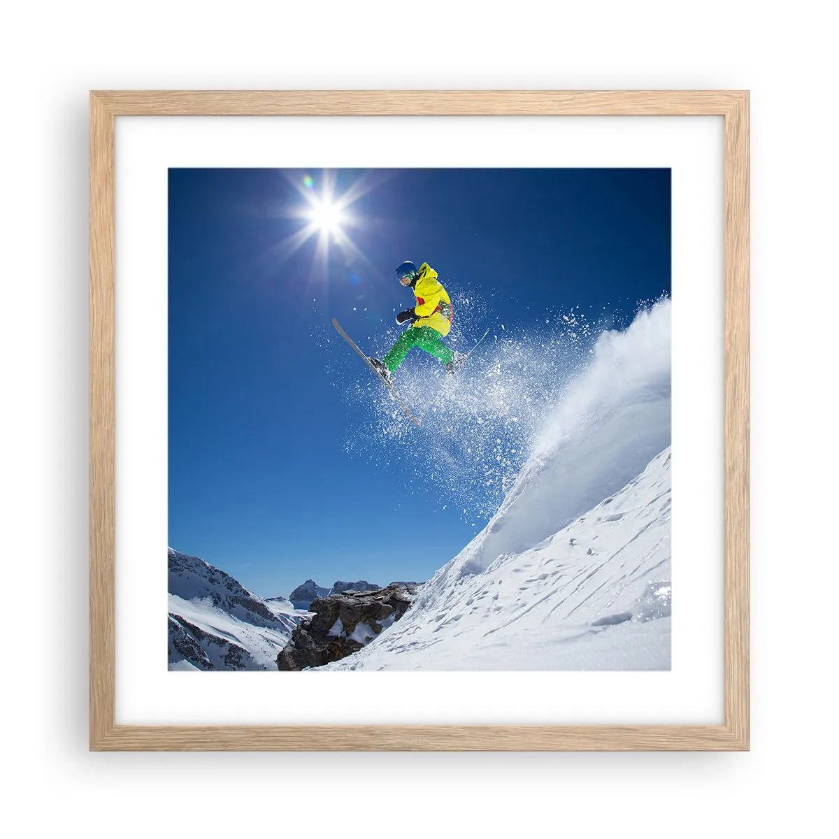 Affiche dans un chêne clair - Poster - Danse avec les montagnes - 40x40 cm