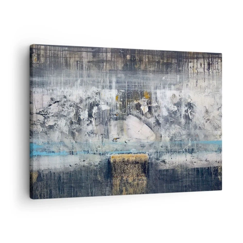 Impression sur toile - Image sur toile - Composition abstraite aux tons froids - 70x50cm - Comme sur la glace, comme après décembre - Décoration murale moderne pour le salon et la chambre ARTTOR