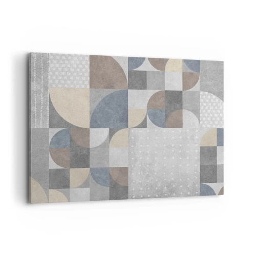 Impression sur toile - Image sur toile - Motif géométrique dans des tons pastel - 100x70cm - Fantaisie de la céramique  - Décoration murale moderne pour le salon et la chambre ARTTOR