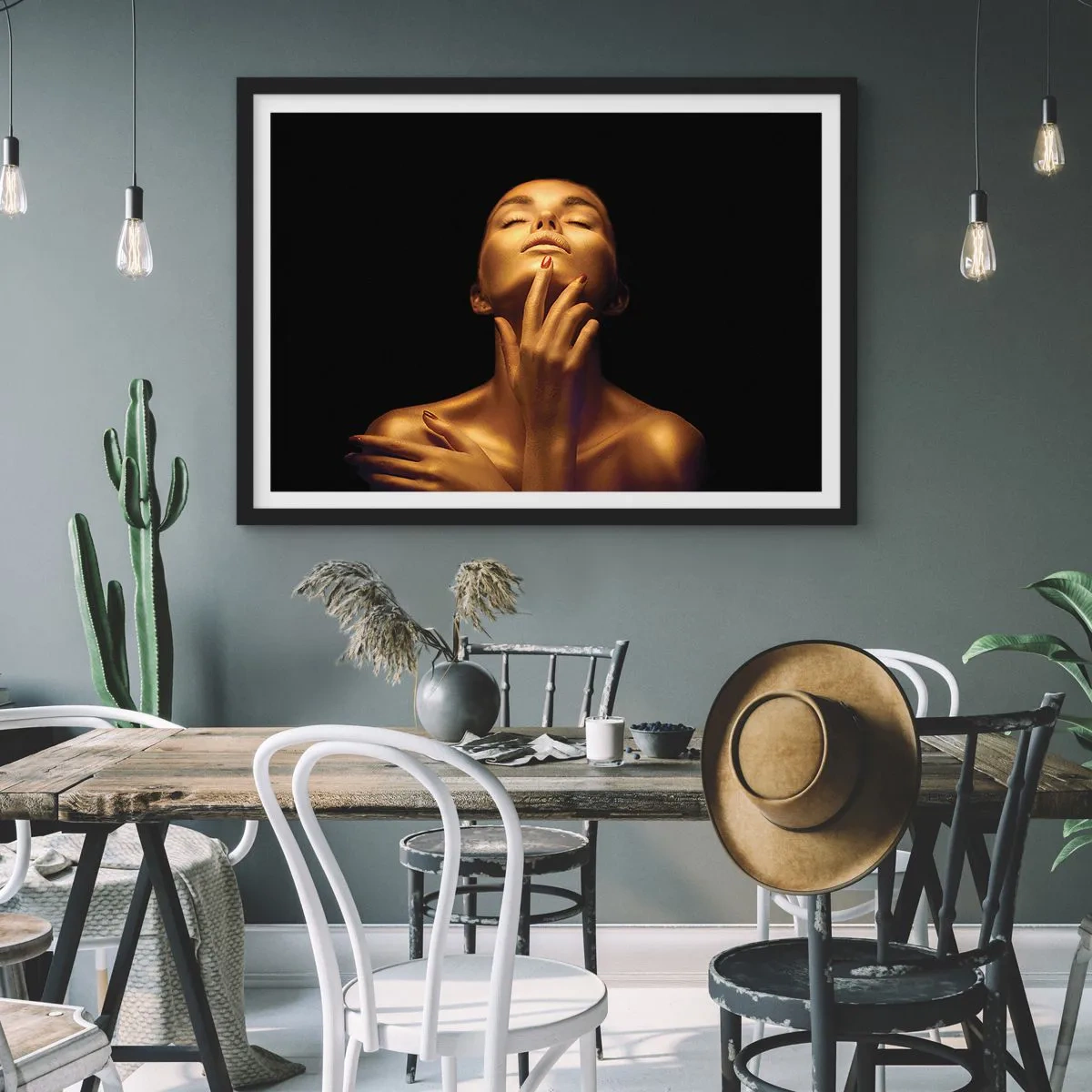 Affiche dans un cadre noir - Poster - Comme de la soie dorée - 50x40 cm