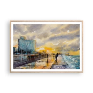 Affiche dans un chêne clair - Poster - La vie sur le rivage - 100x70 cm