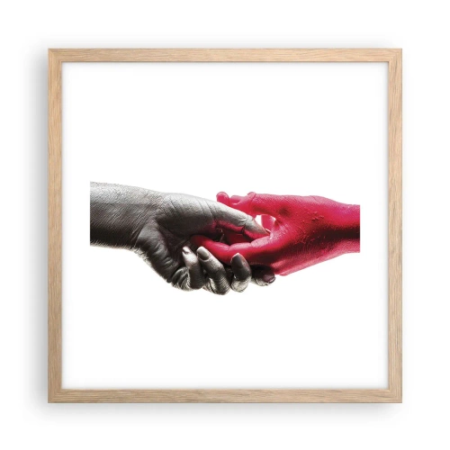 Affiche dans un chêne clair - Poster - Ensemble, bien que différents - 40x40 cm