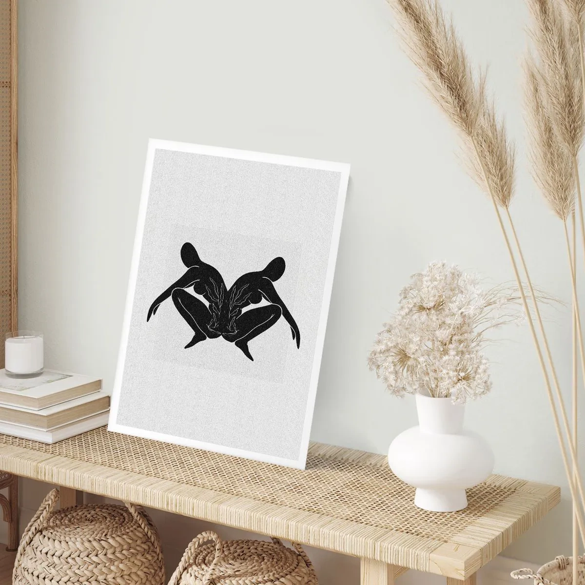 Affiche - Poster - Silhouettes noires de personnages dans une composition symétrique - 50x70cm - Une âme commune - Décoration murale moderne pour le salon et la chambre ARTTOR