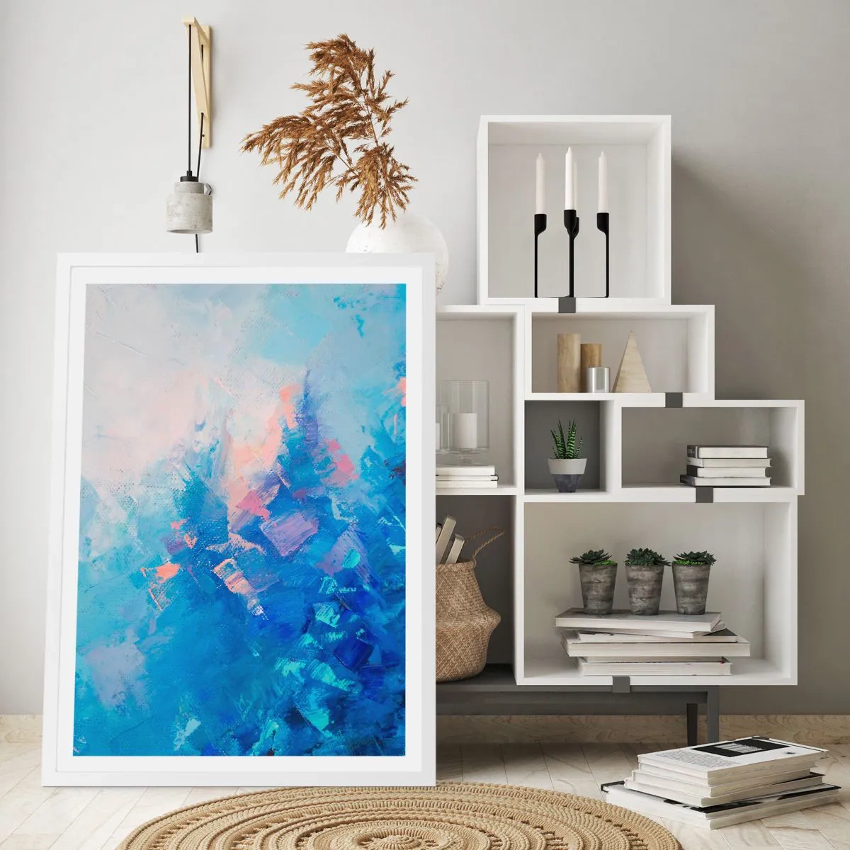 Affiche dans un cadre blanc - Poster - Abstraction hivernale - 70x100 cm