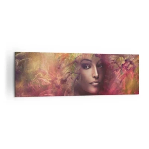 Impression sur toile - Image sur toile - Une femme aux couleurs abstraites créant un arrière-plan dynamique - 160x50cm - Je suis ici! - Décoration murale moderne pour le salon et la chambre ARTTOR