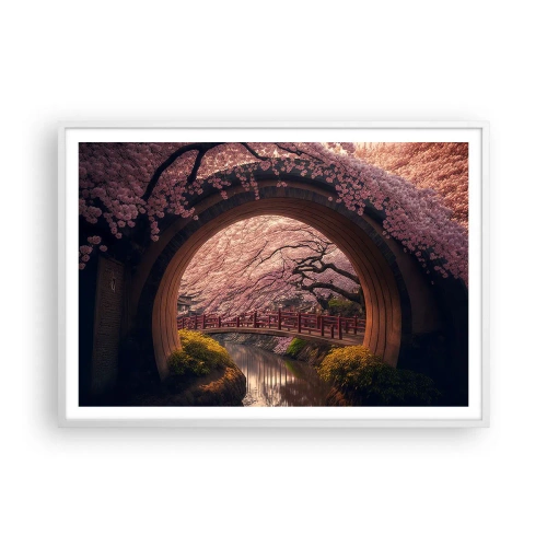 Affiche dans un cadre blanc - Poster - Printemps japonais - 100x70 cm