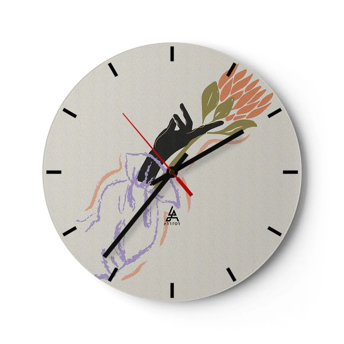 Horloge murale - Pendule murale - Touche fraternelle - 40x40 cm