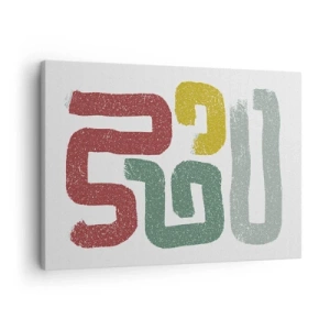 Impression sur toile - Image sur toile - Motifs géométriques colorés dans un style abstrait - 70x50cm - Dans une langue inconnue - Décoration murale moderne pour le salon et la chambre ARTTOR