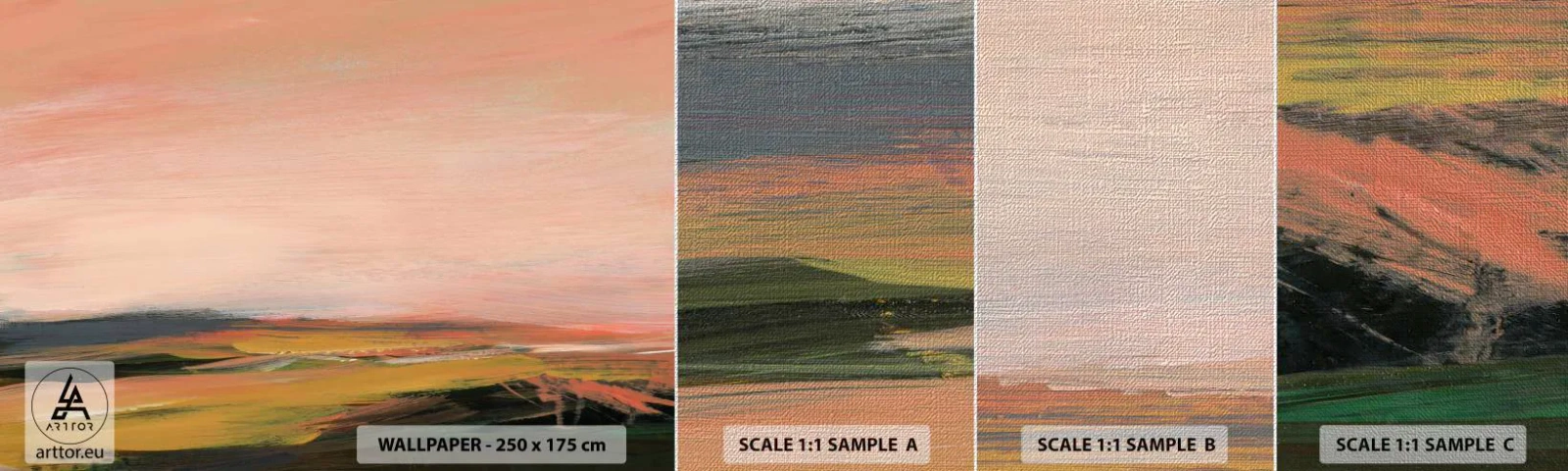 Échantillon de Papier Peint Premium Canvas - Dans les tons de roses - Paysage, Morceau, Voir - 100x30 cm