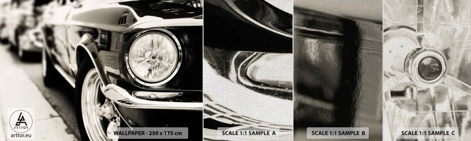 Échantillon de Papier Peint Premium Canvas - Brillance permanente - Voiture, Voiture, Classique - 100x30 cm