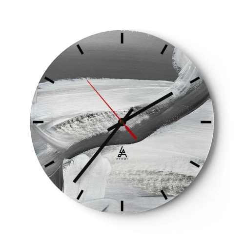 Horloge murale - Pendule murale - Coups de pinceau abstraits en noir et blanc - 30x30cm - Un geste décisif - Décoration murale moderne pour le salon, la cuisine et la chambre ARTTOR