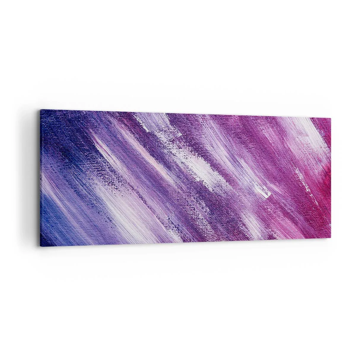 Impression sur toile - Image sur toile - Coups de pinceau abstraits dans des tons de violet et de rose - 120x50cm - Quand le vent ensoleillé souffle - Décoration murale moderne pour le salon et la chambre ARTTOR
