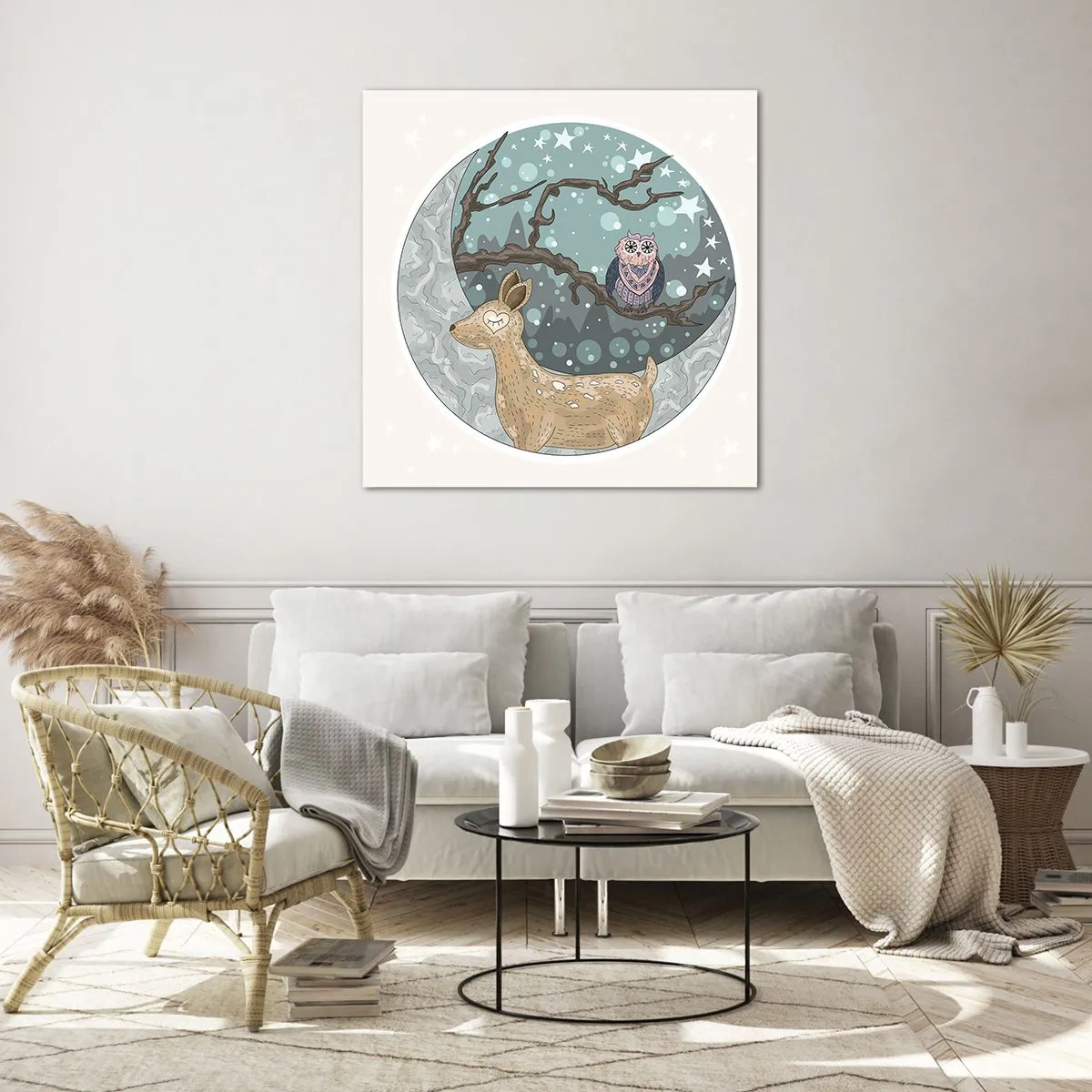 Impression sur verre - Image sur verre - Une nuit de conte de fées en forêt  - 60x60 cm