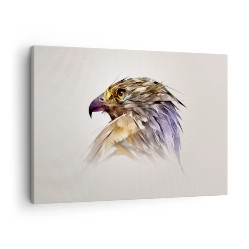 Impression sur toile - Image sur toile - Portrait artistique d'un aigle aux tons pastel - 70x50cm - Portrait d'un guerrier - Décoration murale moderne pour le salon et la chambre ARTTOR