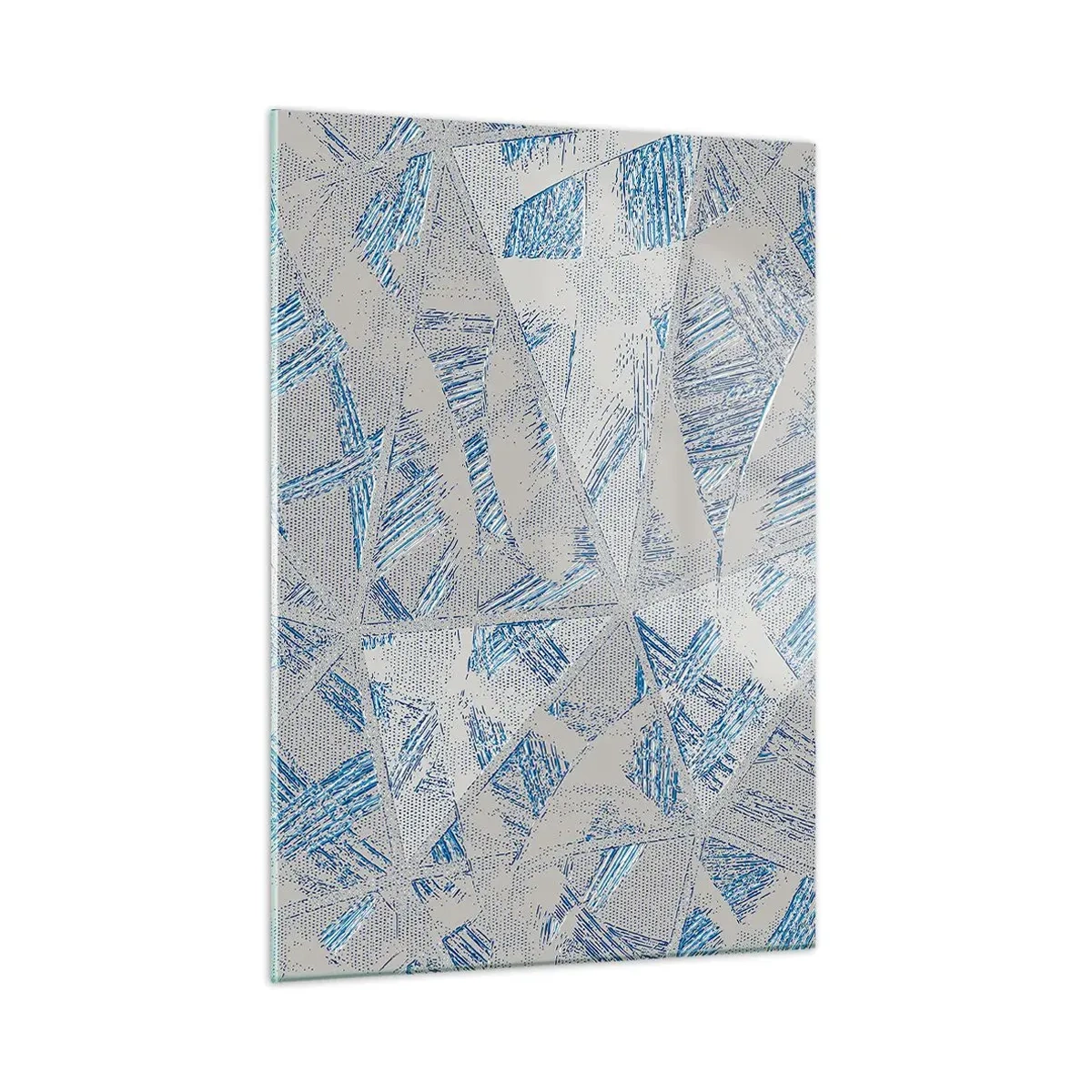 Impression sur verre - Image sur verre - Motifs géométriques dans les tons de gris et de bleu - 50x70cm - Dans un labyrinthe bleu-gris - Décoration murale moderne pour le salon et la chambre ARTTOR