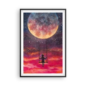 Affiche dans un cadre noir - Poster - Se balancer dans les nuages - 61x91 cm