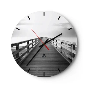 Horloge murale - Pendule murale - Un pont en bois menant vers l'horizon - 30x30cm - A perte de vue... - Décoration murale moderne pour le salon, la cuisine et la chambre ARTTOR