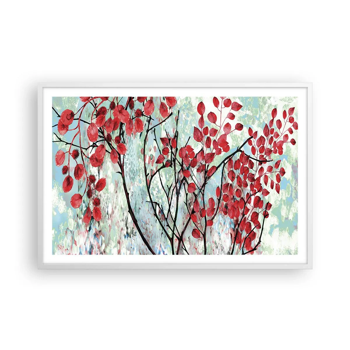 Affiche dans un cadre blanc - Poster - Arbre en écarlate - 91x61 cm