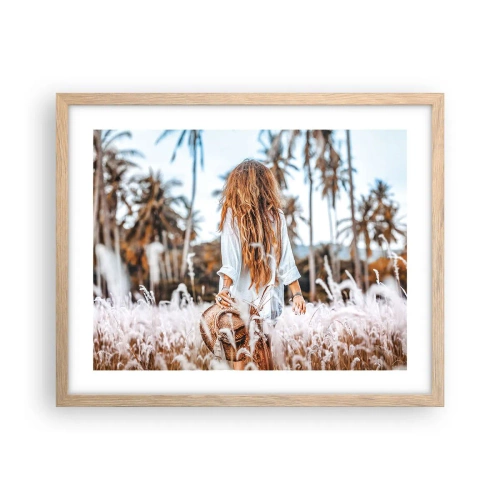 Affiche dans un chêne clair - Poster - Né de peluches d'herbe - 50x40 cm