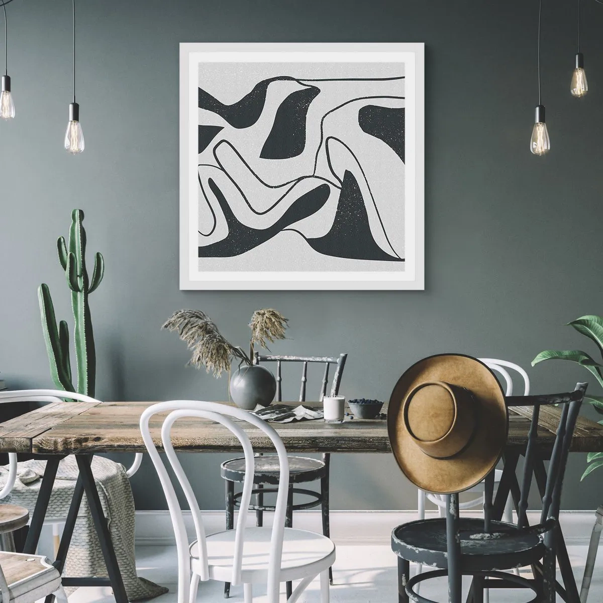 Affiche dans un cadre blanc - Poster - Amusement de labyrinthe abstrait - 40x40 cm