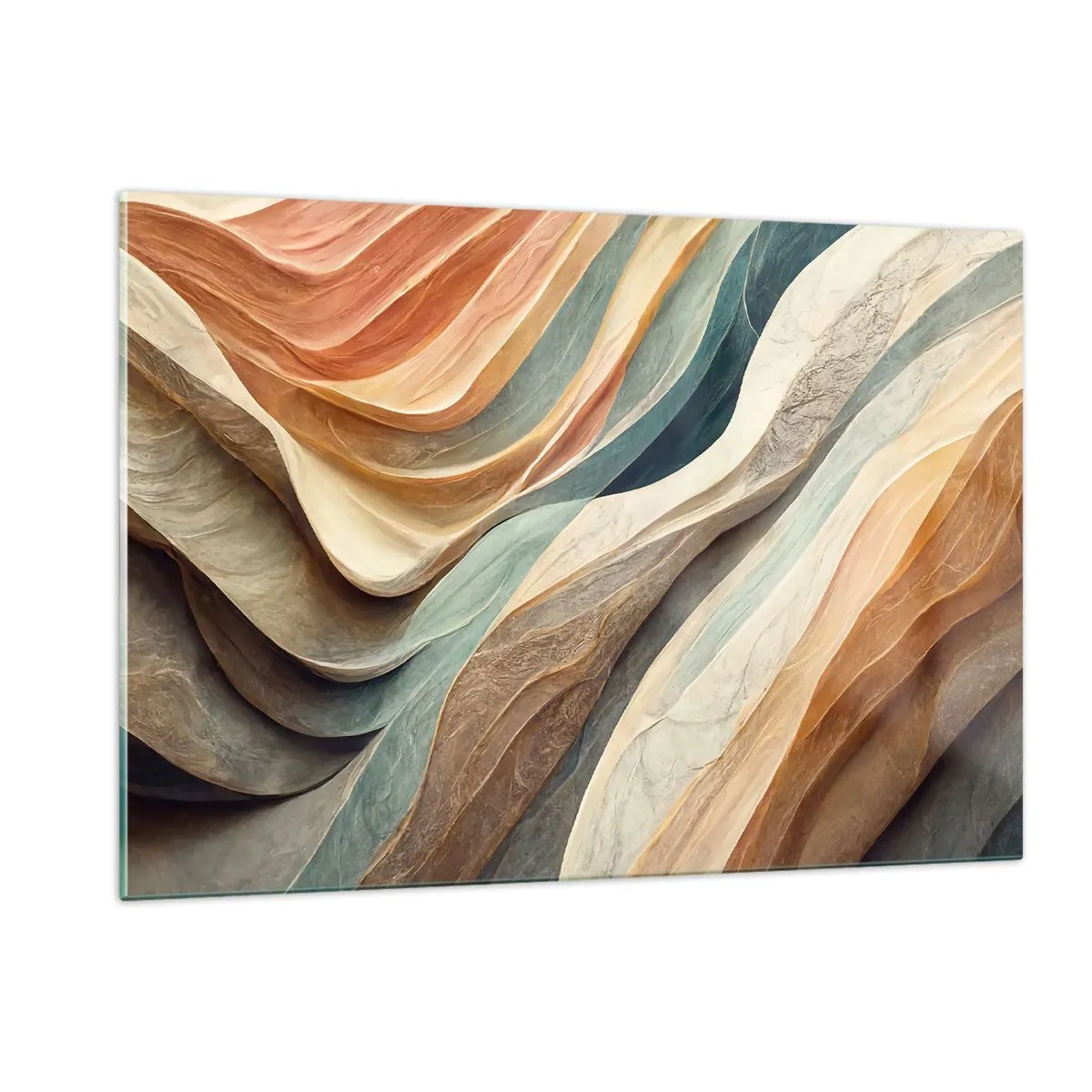 Impression sur verre - Image sur verre - Couches colorées ressemblant à des plis de roche et de sable - 120x80cm - Le moment avant le changement - Décoration murale moderne pour le salon et la chambre ARTTOR