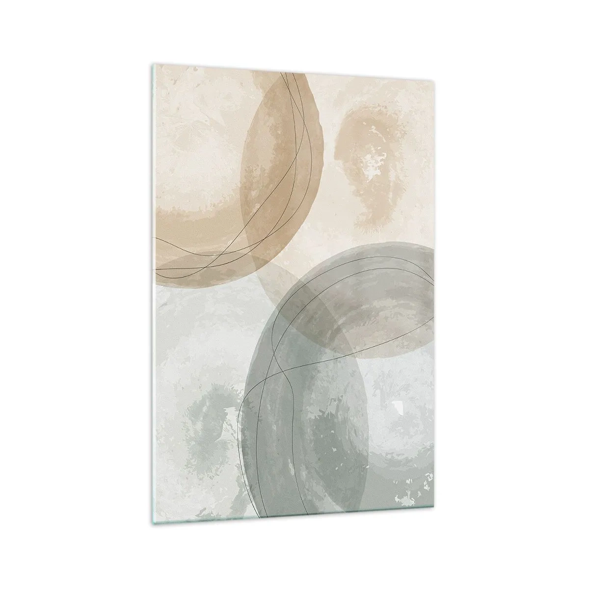 Impression sur verre - Image sur verre - Composition abstraite aux couleurs pastel avec des lignes - 70x100cm - Mondes pénétrants - Décoration murale moderne pour le salon et la chambre ARTTOR