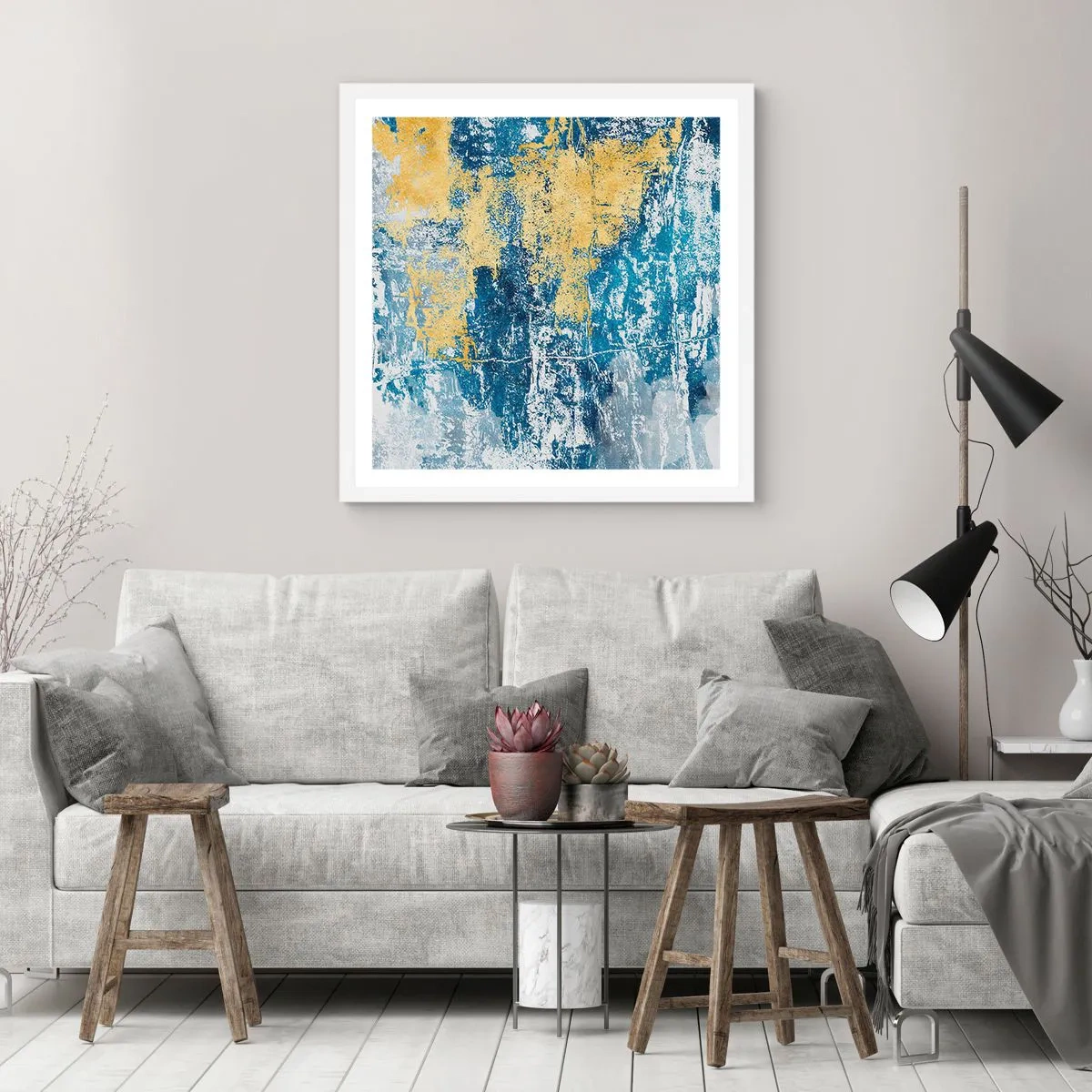 Affiche dans un cadre blanc - Poster - Abstraction du temps - 30x30 cm