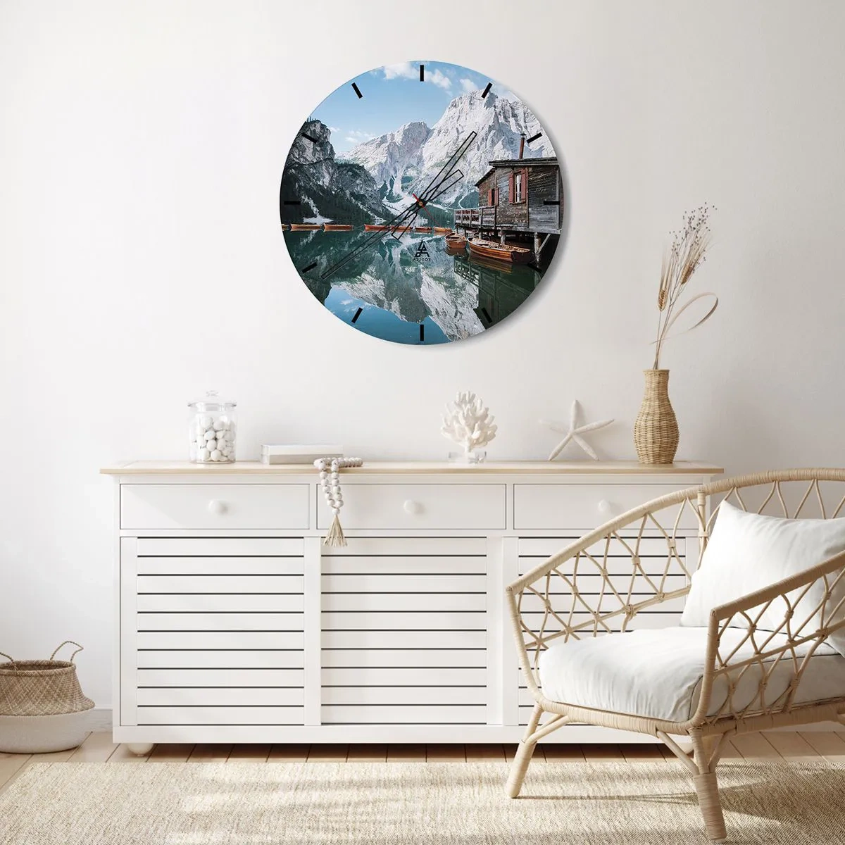 Horloge murale - Pendule murale - Un matin cristallin en montagne - 40x40 cm