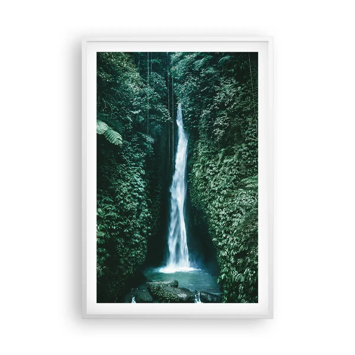 Affiche dans un cadre blanc - Poster - Fontaine tropicale - 61x91 cm
