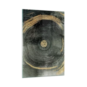 Impression sur verre - Image sur verre - Cercles concentriques avec des accents dorés - 80x120cm - Changement et persistance - Décoration murale moderne pour le salon et la chambre ARTTOR