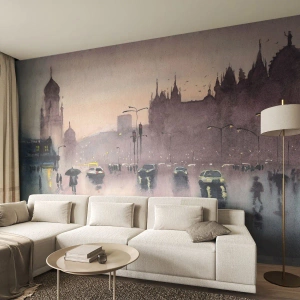 Papier Peint Autocollant Deluxe Sticker - Dans une brume pluvieuse - Ville, Architecture, Les monuments - 300x210 cm