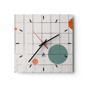 Horloge murale - Pendule murale - Cercles colorés abstraits sur un fond de grille géométrique - 30x30cm - Piégé. Nous ou eux ? - Décoration murale moderne pour le salon et la chambre ARTTOR