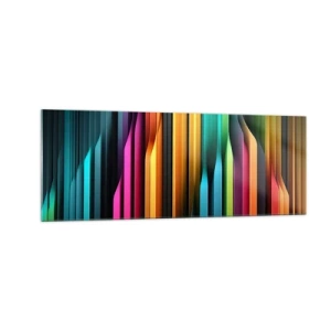 Impression sur verre - Image sur verre - Les lignes verticales colorées créent une abstraction dynamique. - 140x50cm - Un organe de lumière - Décoration murale moderne pour le salon et la chambre ARTTOR