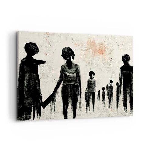 Impression sur toile - Image sur toile - Figures dans une composition monochrome sur fond clair - 100x70cm - Contre la solitude - Décoration murale moderne pour le salon et la chambre ARTTOR