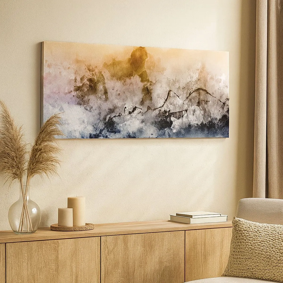Impression sur toile - Image sur toile - Noyé dans un nuage de brouillard - 100x40 cm