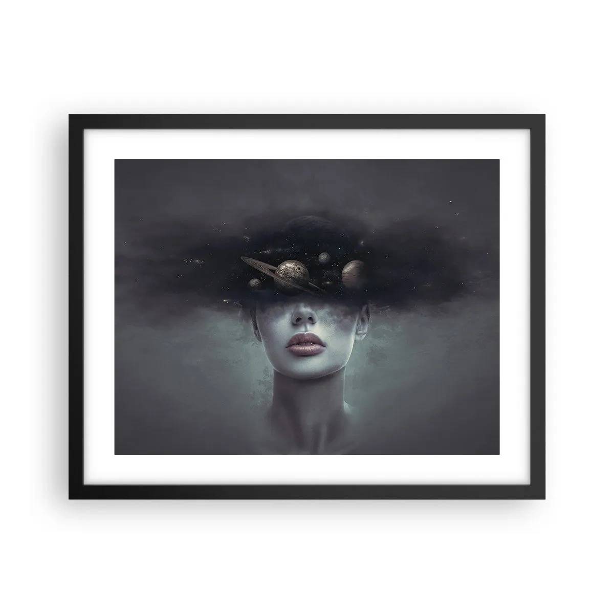 Affiche dans un cadre noir - Poster - Et les planètes deviennent folles... - 50x40 cm