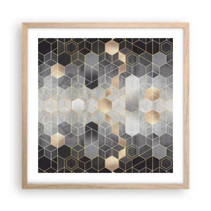 Affiche dans un chêne clair - Poster - Composition de diamants - 50x50 cm