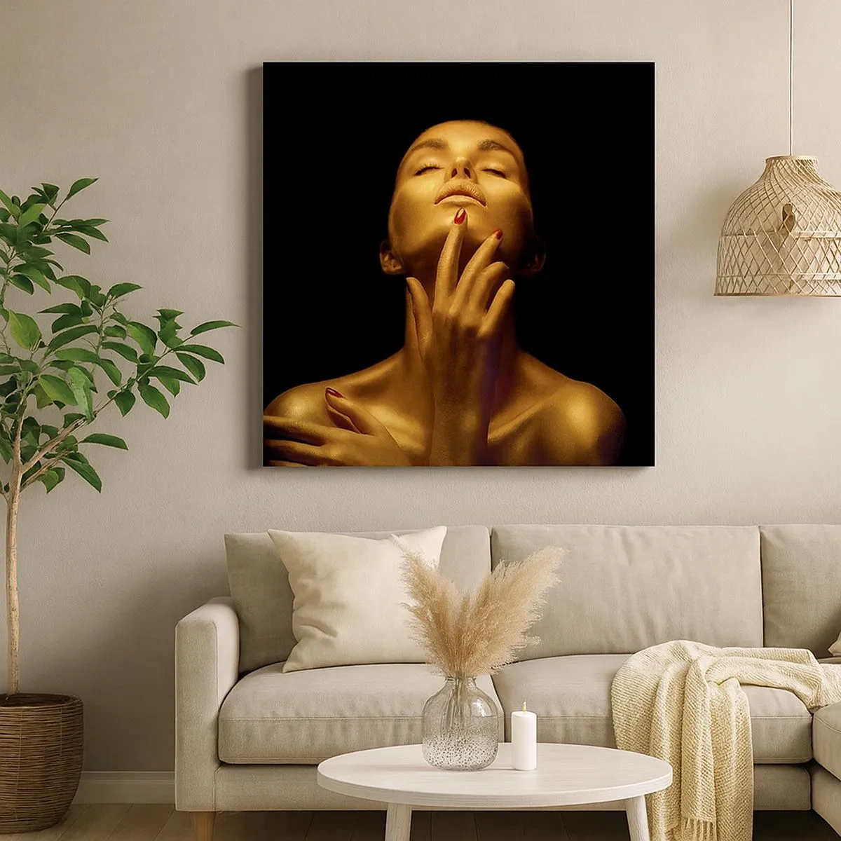 Impression sur toile - Image sur toile - Comme de la soie dorée - 30x30 cm