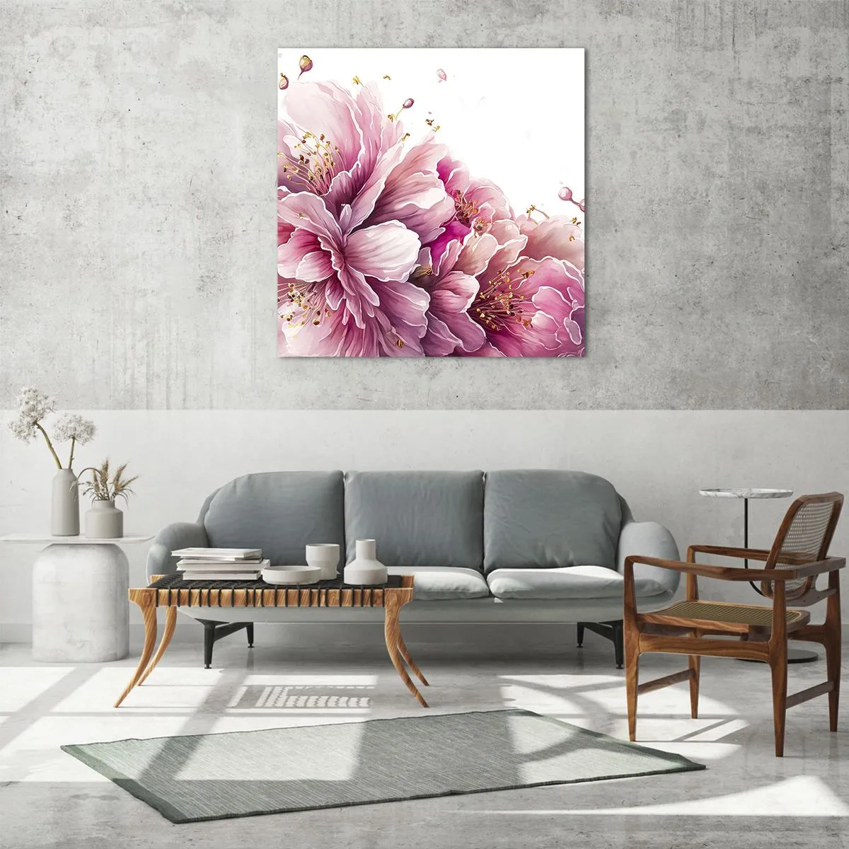Impression sur verre - Image sur verre - Fleur florissante de cerisier - 70x70 cm