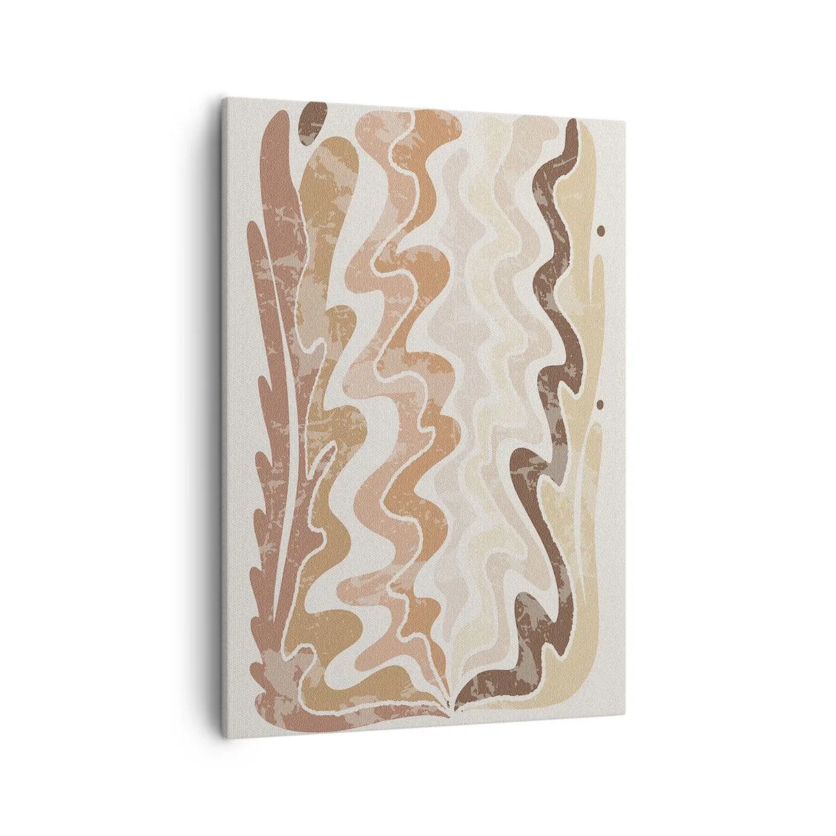 Impression sur toile - Image sur toile - Lignes abstraites ondulées dans des tons beiges - 50x70cm - Bonne énergie – bonnes émotions - Décoration murale moderne pour le salon et la chambre ARTTOR