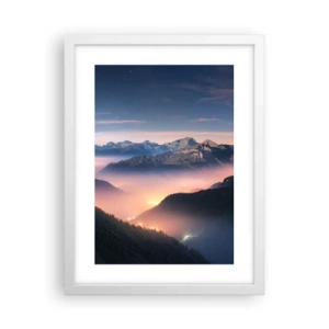 Affiche dans un cadre blanc - Poster - Lumière dans les vallées - 30x40 cm