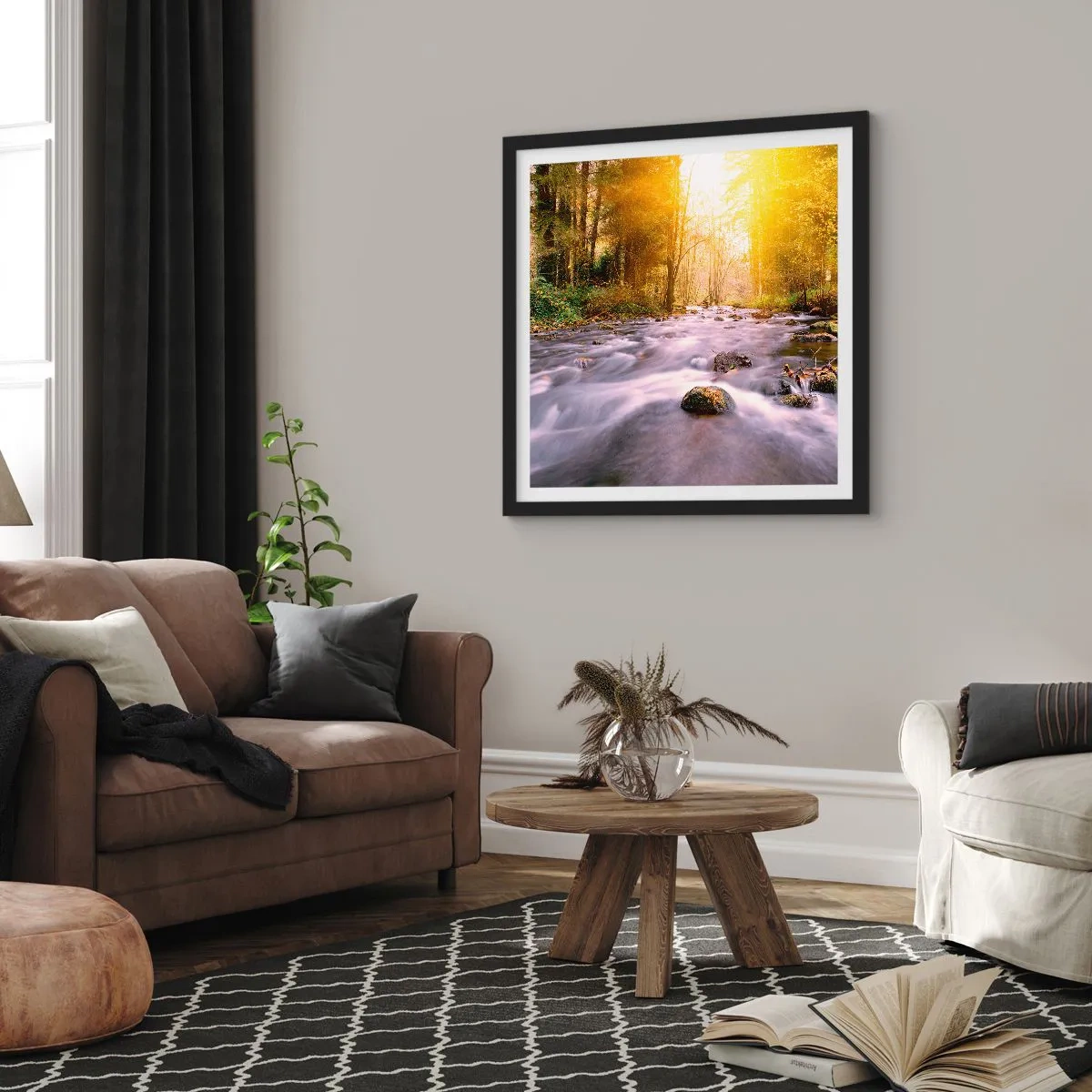 Affiche dans un cadre noir - Poster - Malachite dans un cadre argent et or - 40x40 cm