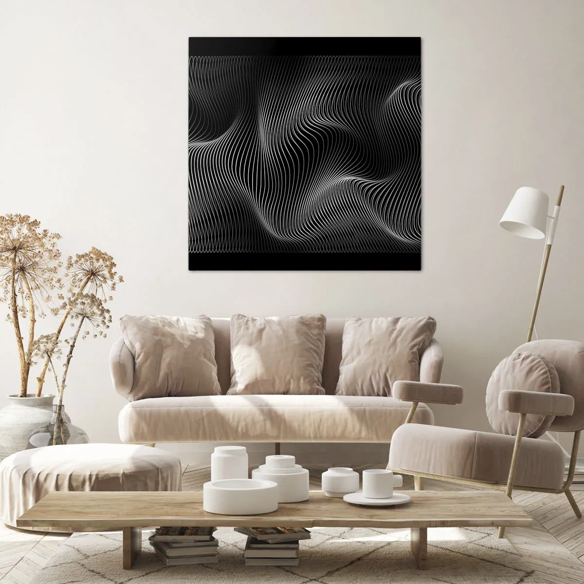 Impression sur toile - Image sur toile - Danse de lumière dans l'espace - 50x50 cm